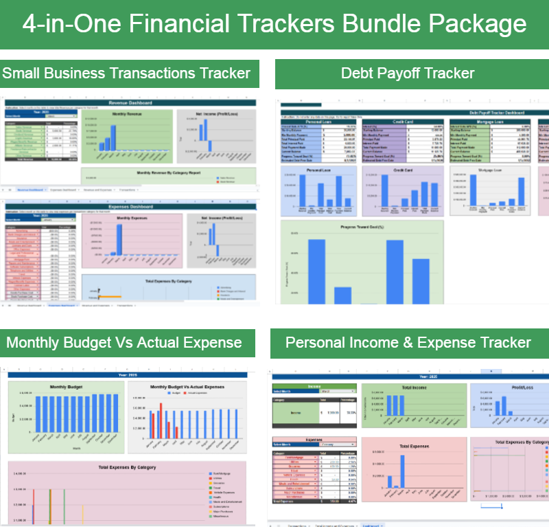 4-in-1 Financial Trackers Bundle Package (Google Sheet) - Image 2