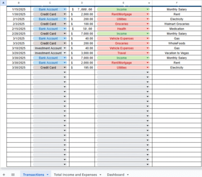 Personal Income & Expense Tracker (Google Sheet) - Image 3
