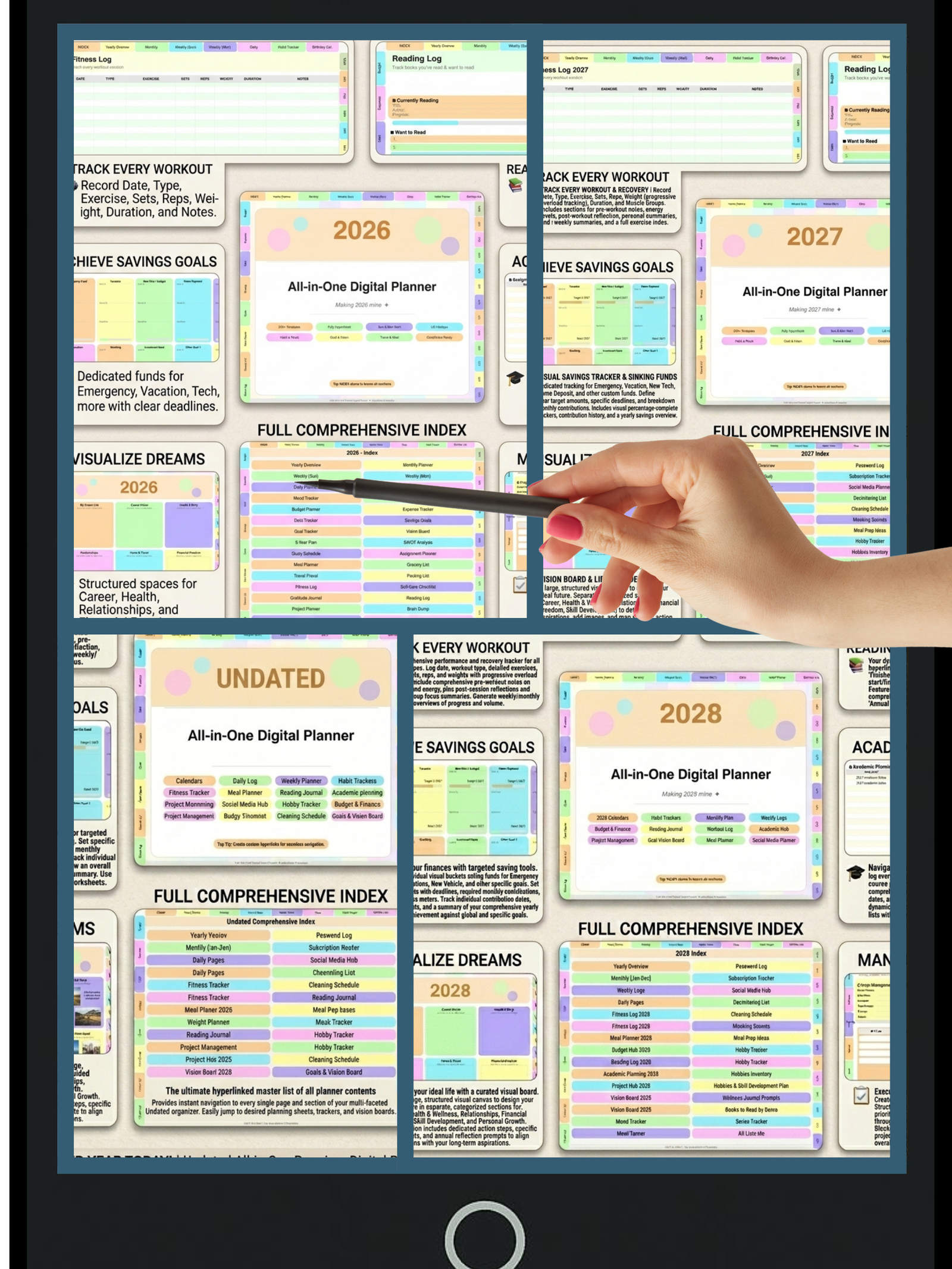 All-in-One Digital Planner for 2026, 2027, 2028 & Undated. Digital Journal, Goodnotes, Notability, iPad, Daily, Weekly, Monthly Planners