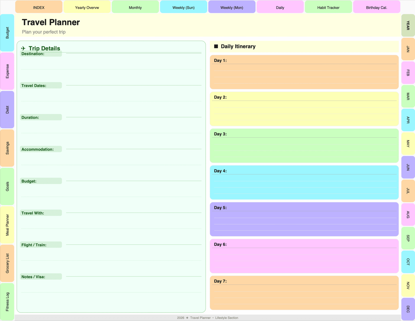 All-in-One Digital Planner for 2026, 2027, 2028 & Undated. Digital Journal, Goodnotes, Notability, iPad, Daily, Weekly, Monthly Planners - Image 6